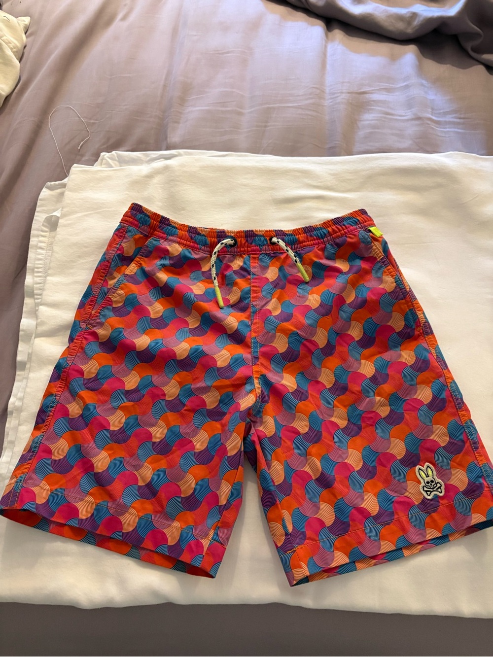 Swim Trunks Boy’s Psycho Bunny Retro Wave Design 10/12